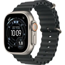 Apple Watch Ultra 3 GPS + Cellular, 49mm Natural Titanium Case with Black Ocean Band